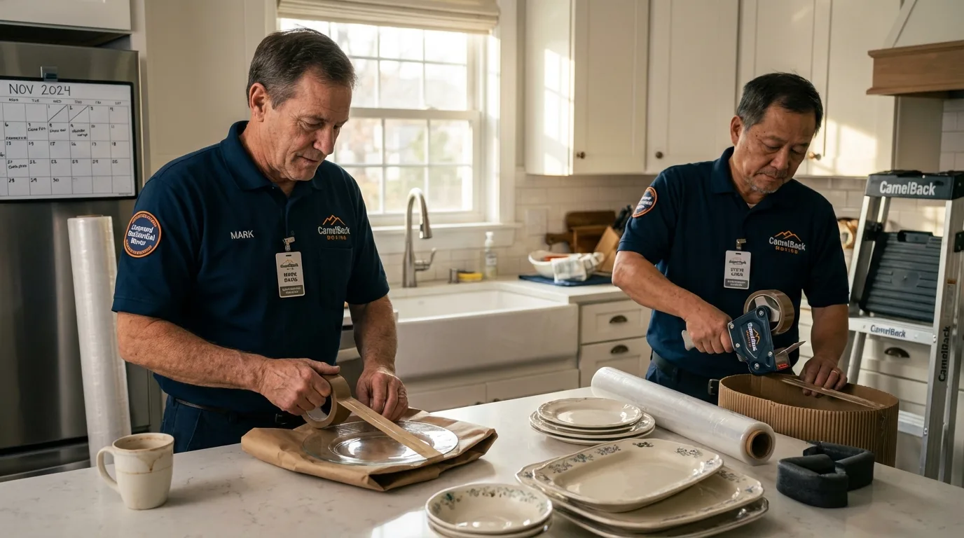 Professional crew packing kitchen dishware in Buena Vista, CO